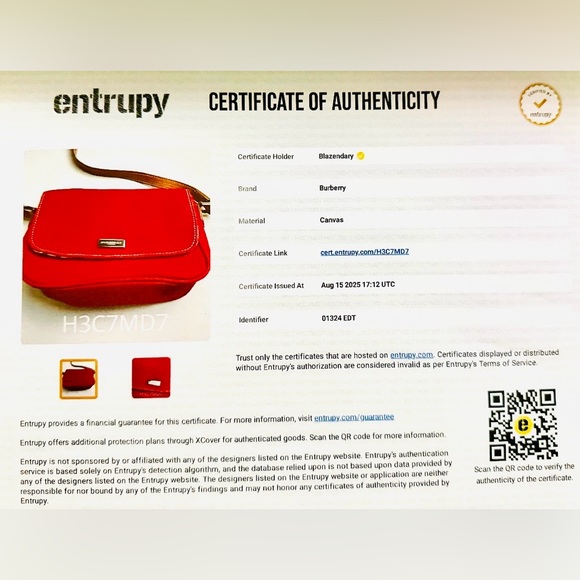 Burberry Red Canvas Crossbody Bag | Leather Trim | Dust Bag Included | w/COA - Picture 16 of 16